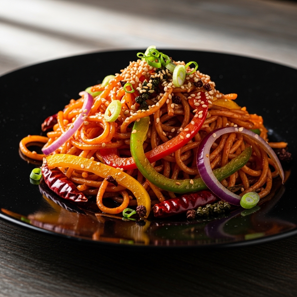 Homemade Schezwan Noodles